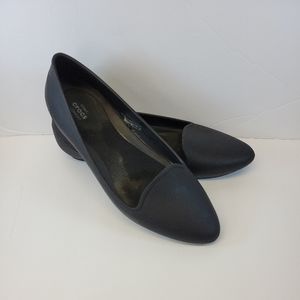 CROCS Eve Iconic Comfort Women’s Sz 10 Black Rubber Loafers Pointed Toe Flats